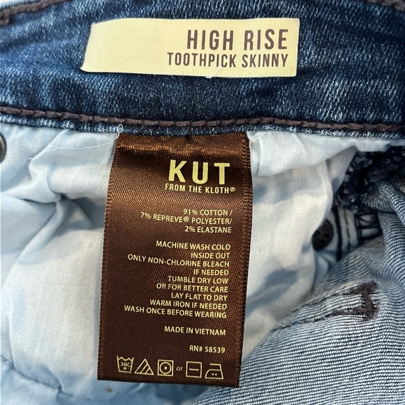 KUT From the Kloth Women's High Rise Toothpick Skinny Distressed Jeans Sz 10 blu - Picture 8 of 8